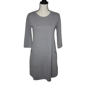 Axyeh Women's Dress Small Gray 3/4 Sleeve Soft A Line